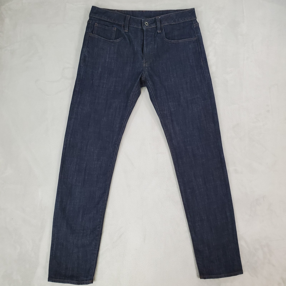 G Star Raw Jeans 3301 Decontructed Slim Mens 31x31 Blue Dark Wash Stretch Denim